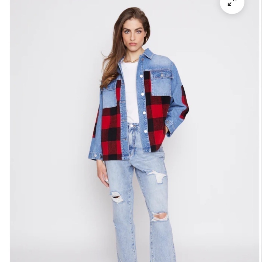 Blue RevivalYOUR EX BOYFRIENDS SHACKET IN RED PLAID size S​